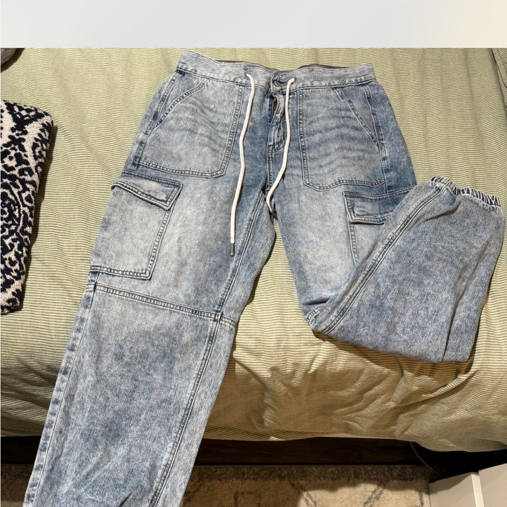 Women's Blue Denim Cargo Jeans